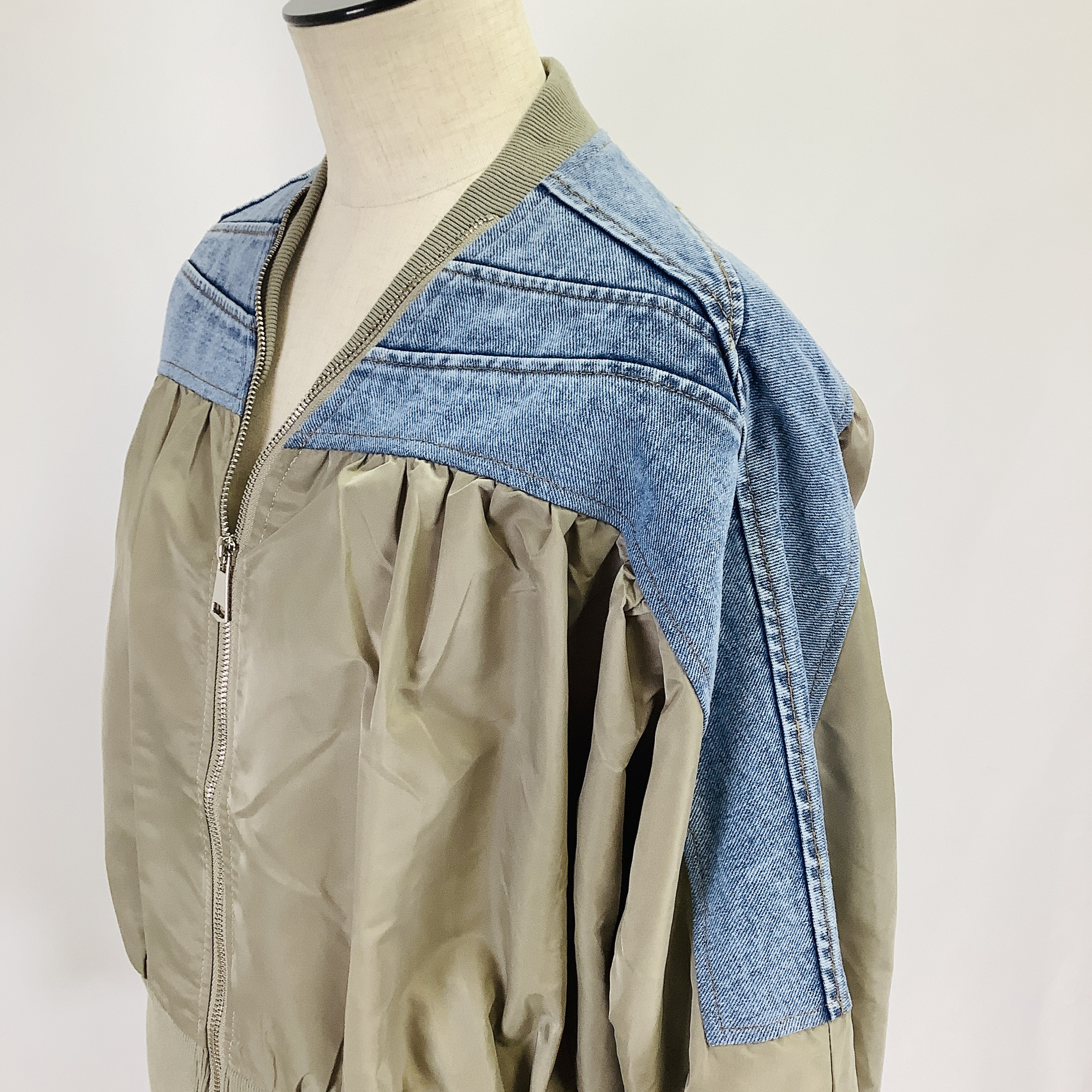 №A16702　【2026年 春　新作】デニム切替ROOKテイストジャケット