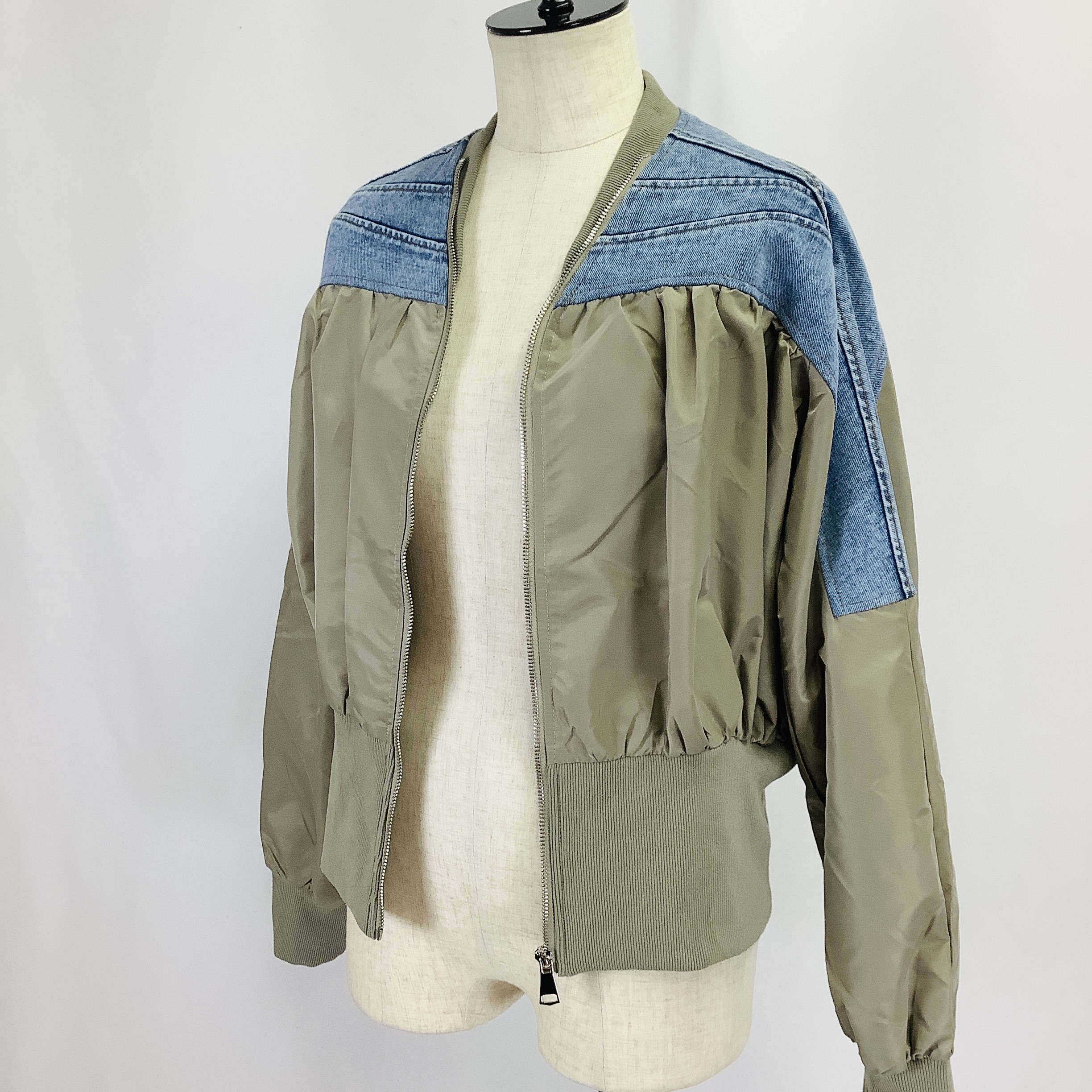 №A16702　【2026年 春　新作】デニム切替ROOKテイストジャケット