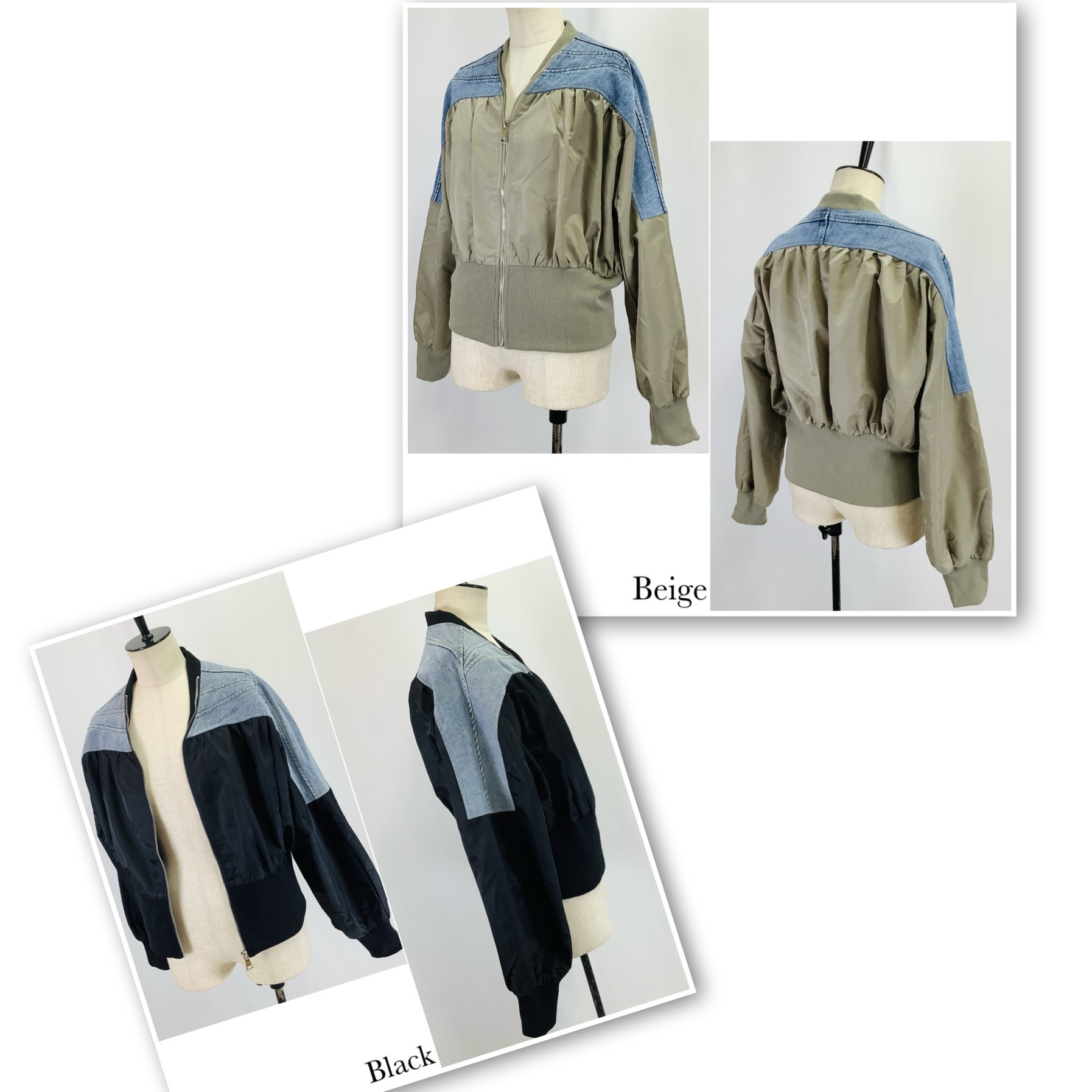 №A16702　【2026年 春　新作】デニム切替ROOKテイストジャケット