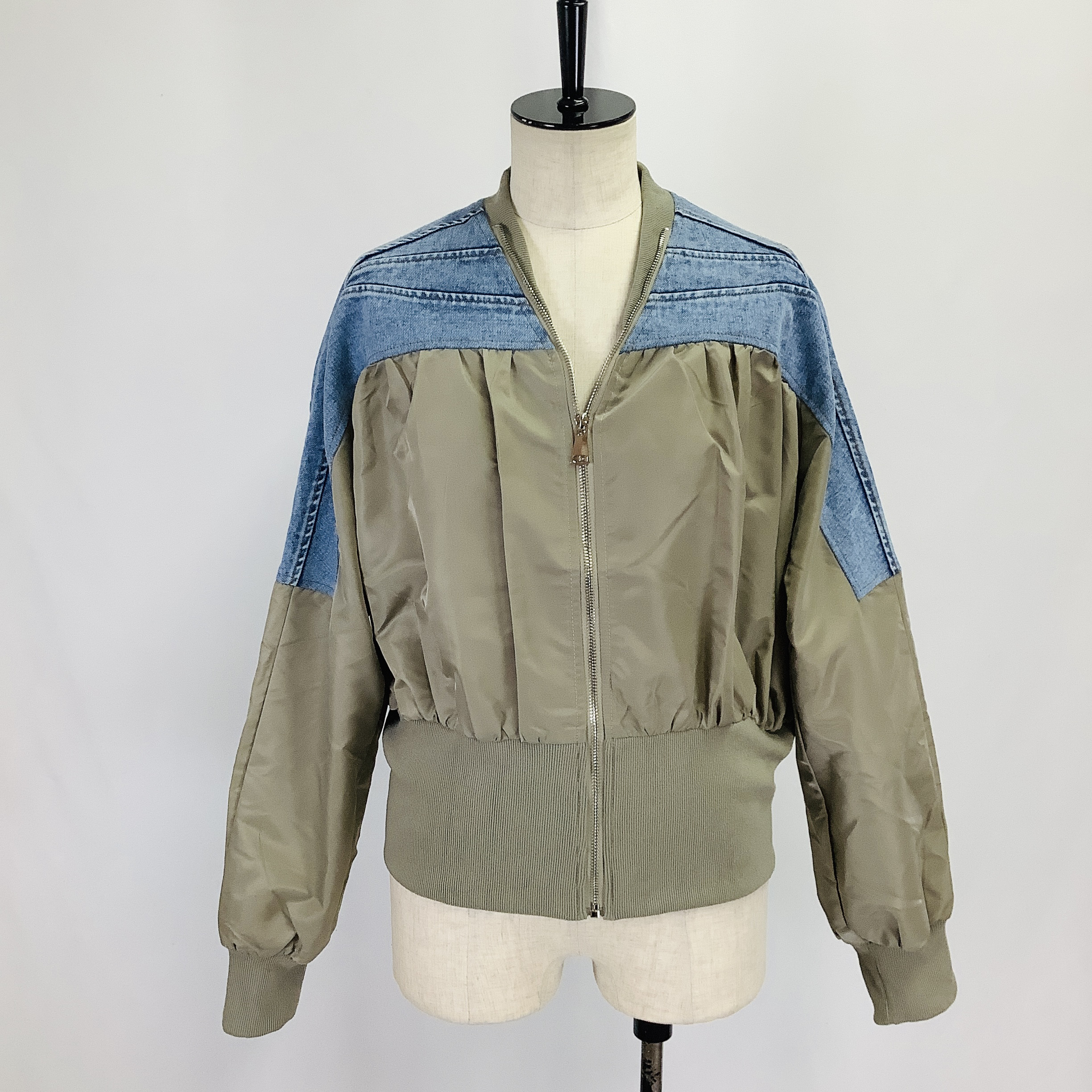 №A16702　【2026年 春　新作】デニム切替ROOKテイストジャケット