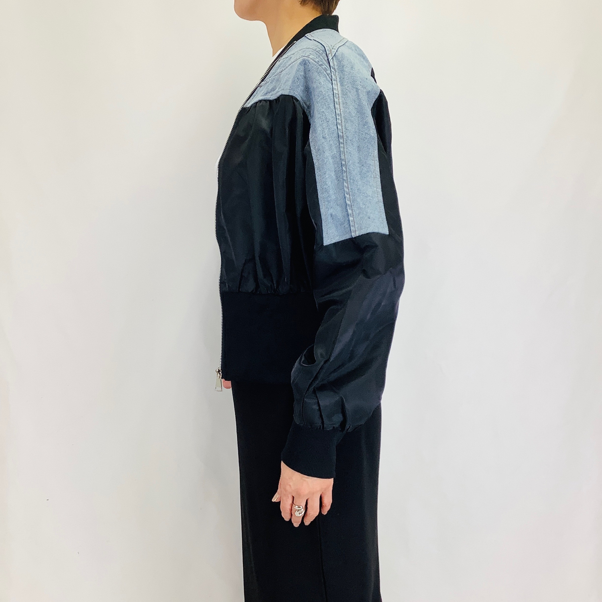 №A16702　【2026年 春　新作】デニム切替ROOKテイストジャケット