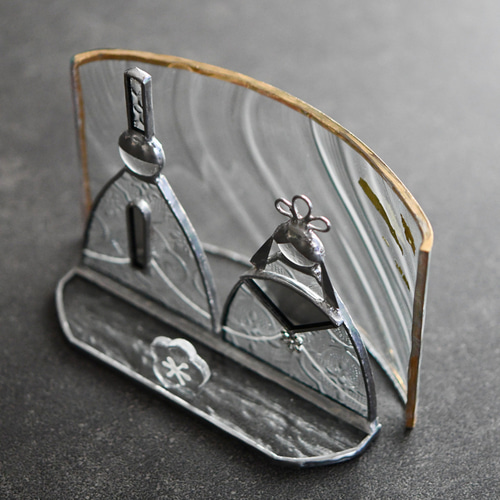 みえこ様オーダー ステンドグラス お雛様と屏風 その他インテリア雑貨