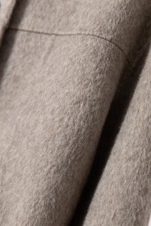 簡約時尚的雙面羊毛短外套，奶茶色（260109-1） 第8張的照片