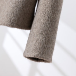 簡約時尚的雙面羊毛短外套，奶茶色（260109-1） 第6張的照片