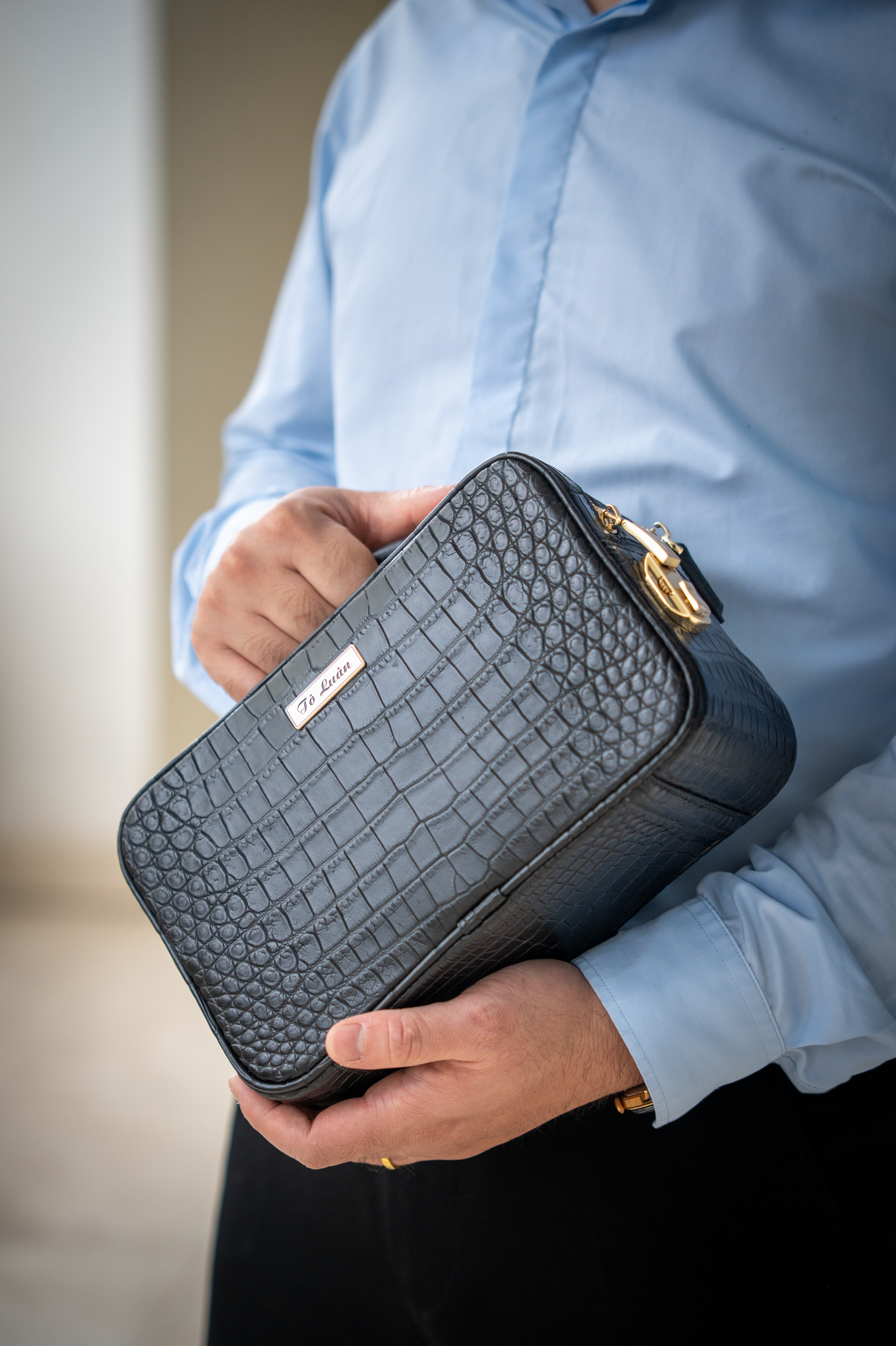 クロコダイルレザーのハンドメイドクラッチ「Golf」｜受注生産・名入れ対応