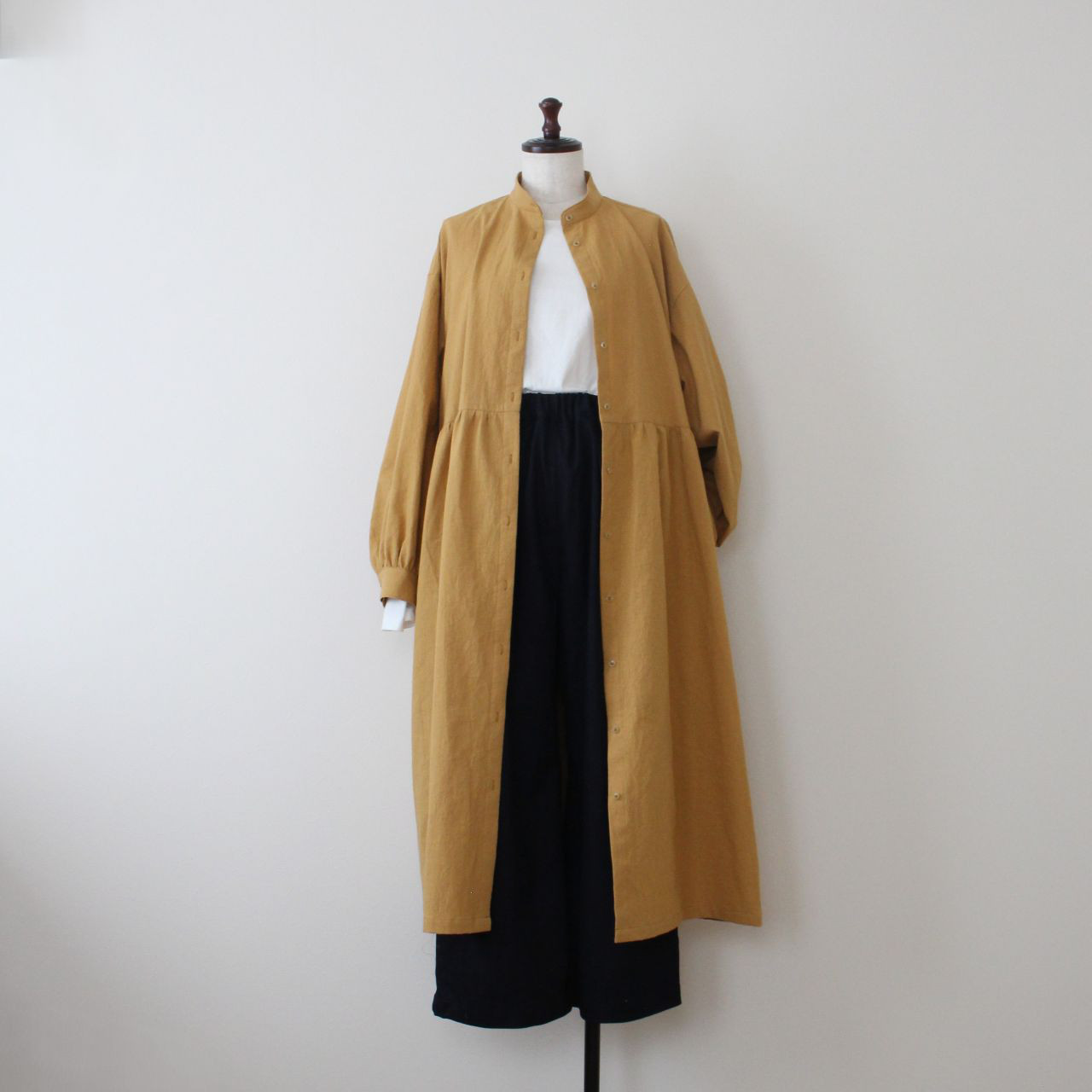 日本製《2026SS》コットンワッシャースタンドカラーシャツワンピース