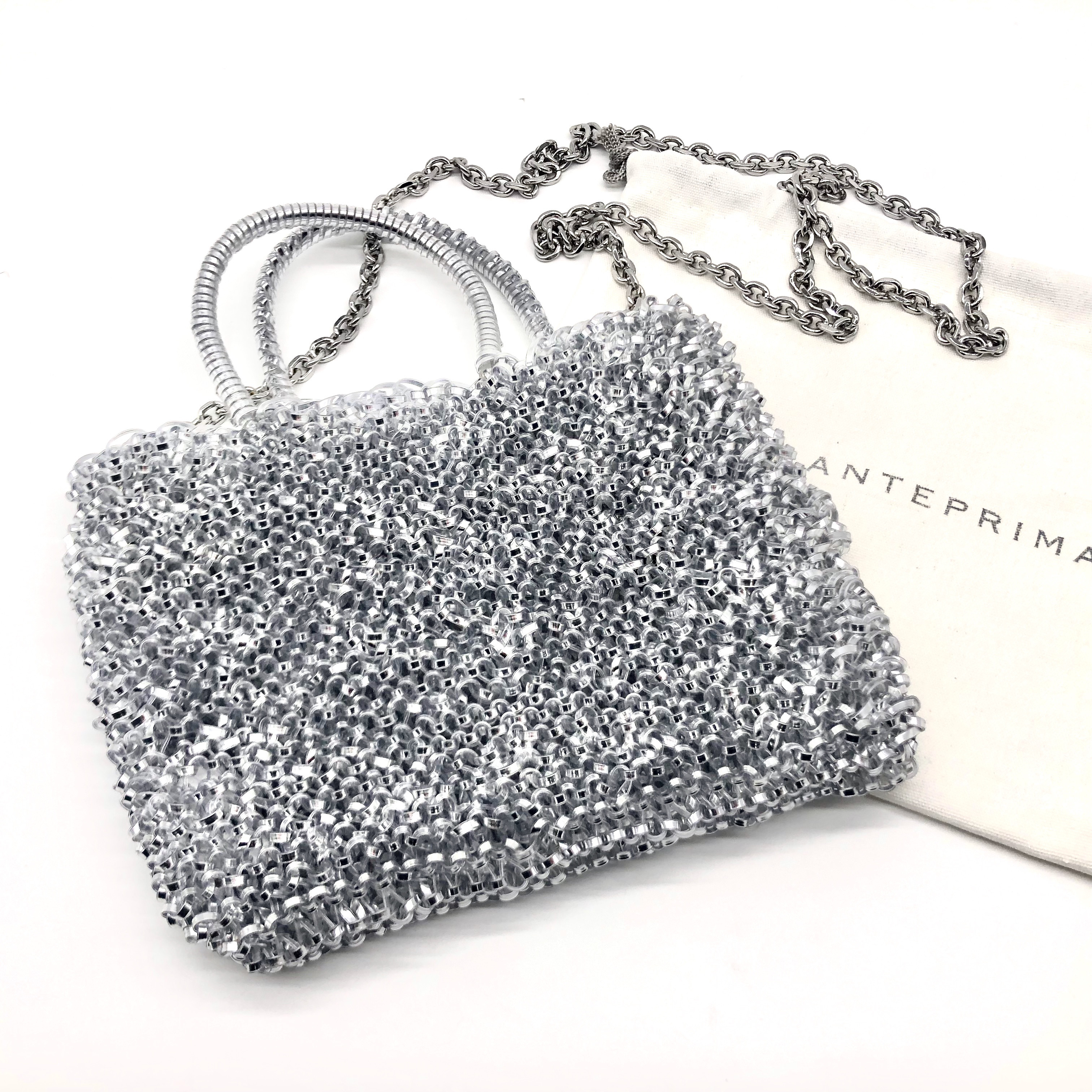 フラワー シルバー ANTEPRIMA チェーンハンドバッグ ワイヤーバッグ