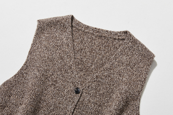 高品質羊毛V領背心，100%羊毛，淺棕色，260118-1 第2張的照片