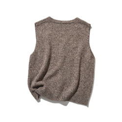 高品質羊毛V領背心，100%羊毛，淺棕色，260118-1 第7張的照片