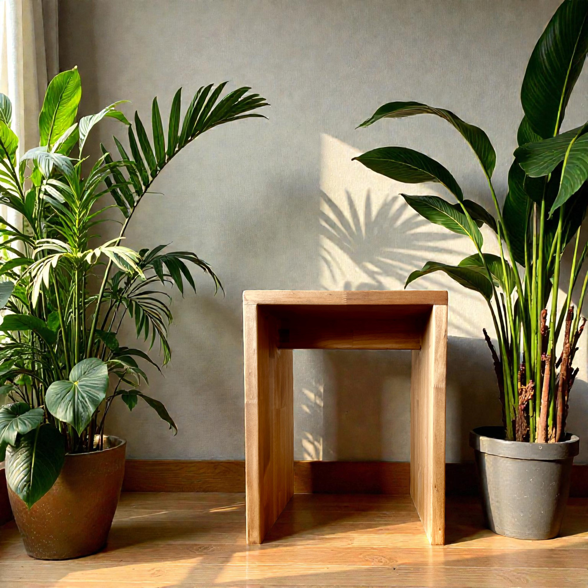天然木 スクエアスツール｜ミニテーブル｜ナチュラル 木製椅子 ベッドサイド・リビングに
