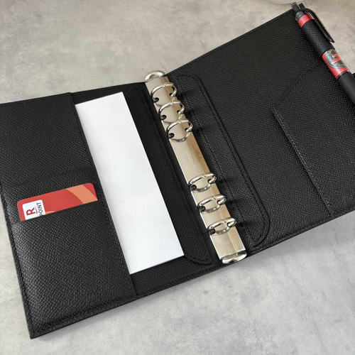 システム手帳】バイブルサイズ/フランス産エプソンレザー／総手縫い