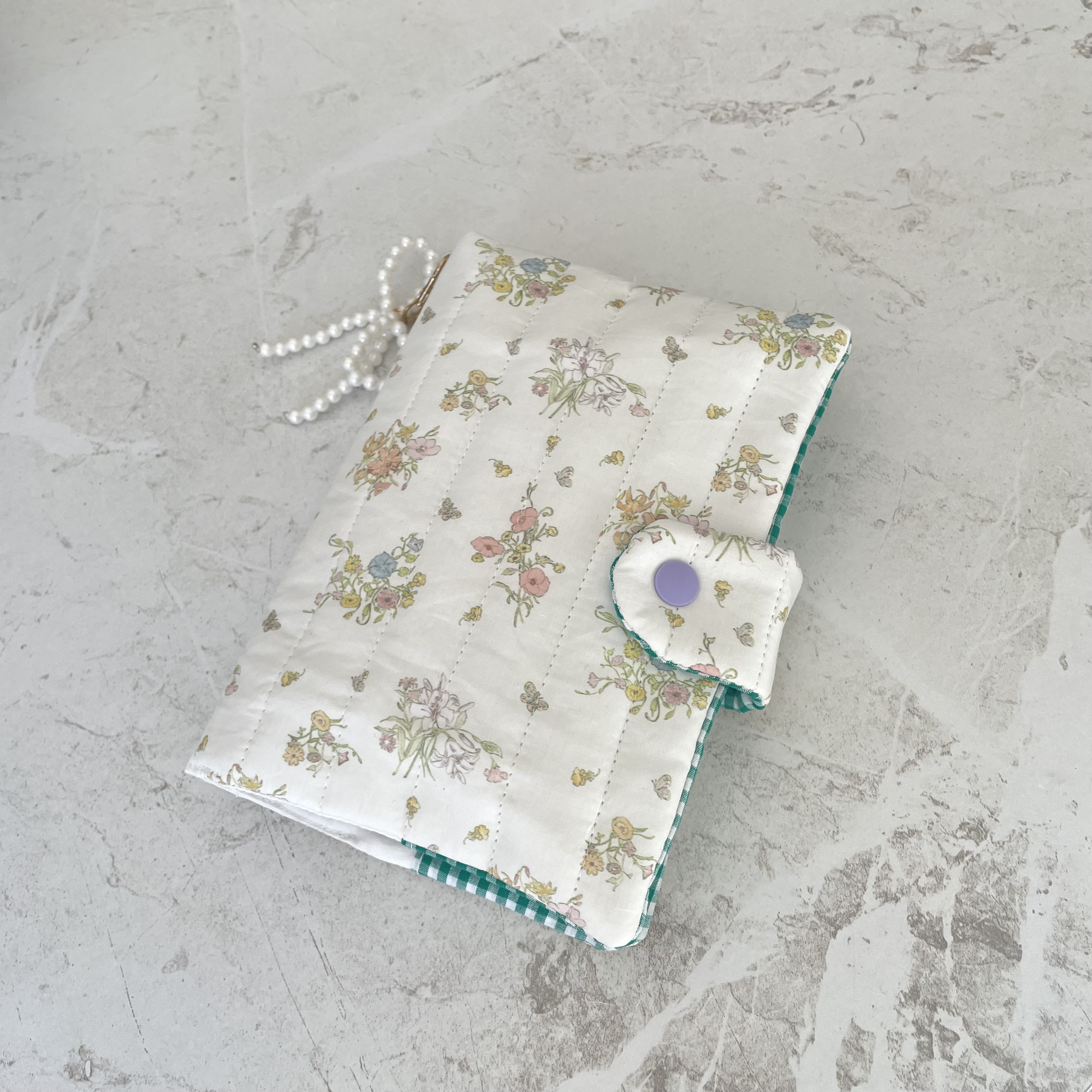 A6バインダーカバー＆バインダーセット　小花柄　キルティング　韓国　セービングチャレンジ　バインダー貯金　家計管理