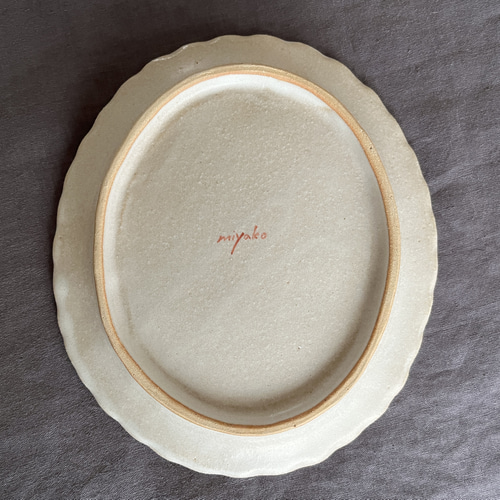 野あそび 』うさぎのオーバル皿｜手描き・染付・楕円プレート 中皿