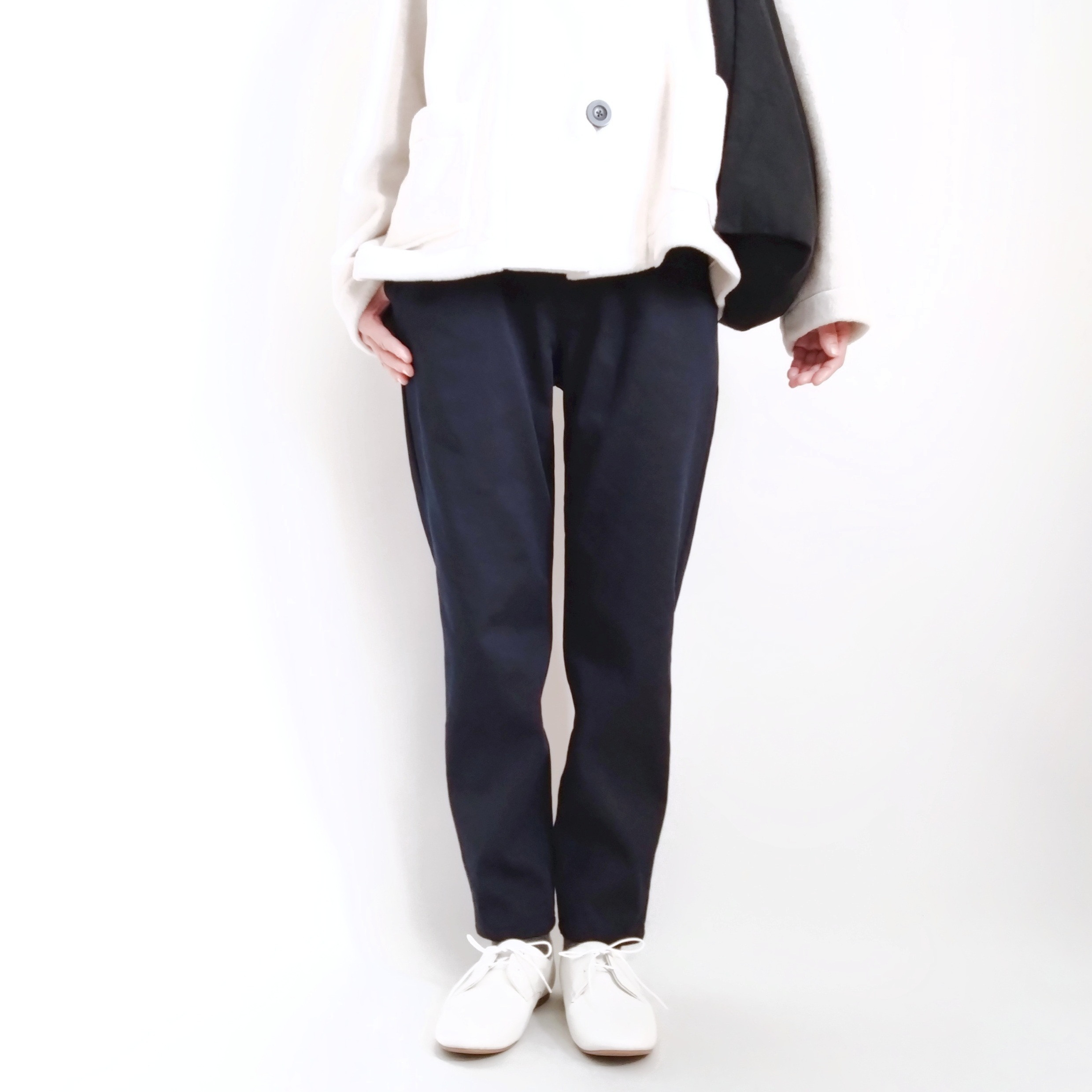 【Creema限定カラー】再販！× 3  新！裏起毛ツイルのなんでもないパンツ  丈つめ無料！  ネイビー