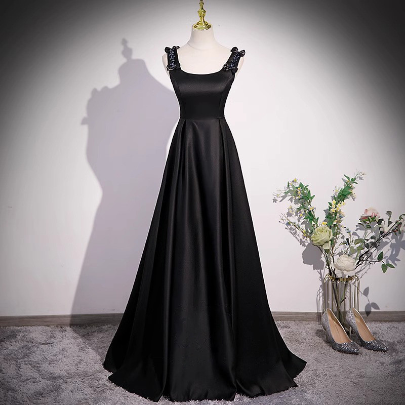 高級感 パーティードレス 黒 ノースリーブ リボン シンプル 韓国風 花嫁 誕生日 二次会 前撮り お呼ばれ AK845