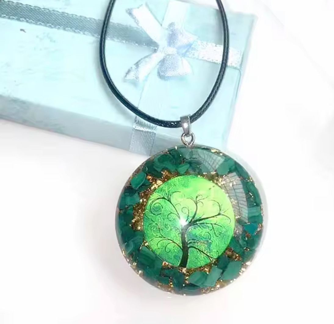 パワーオブライフ【生命の木】グリーンオルゴン風 ペンダント 癒しのネックレス＃お守り