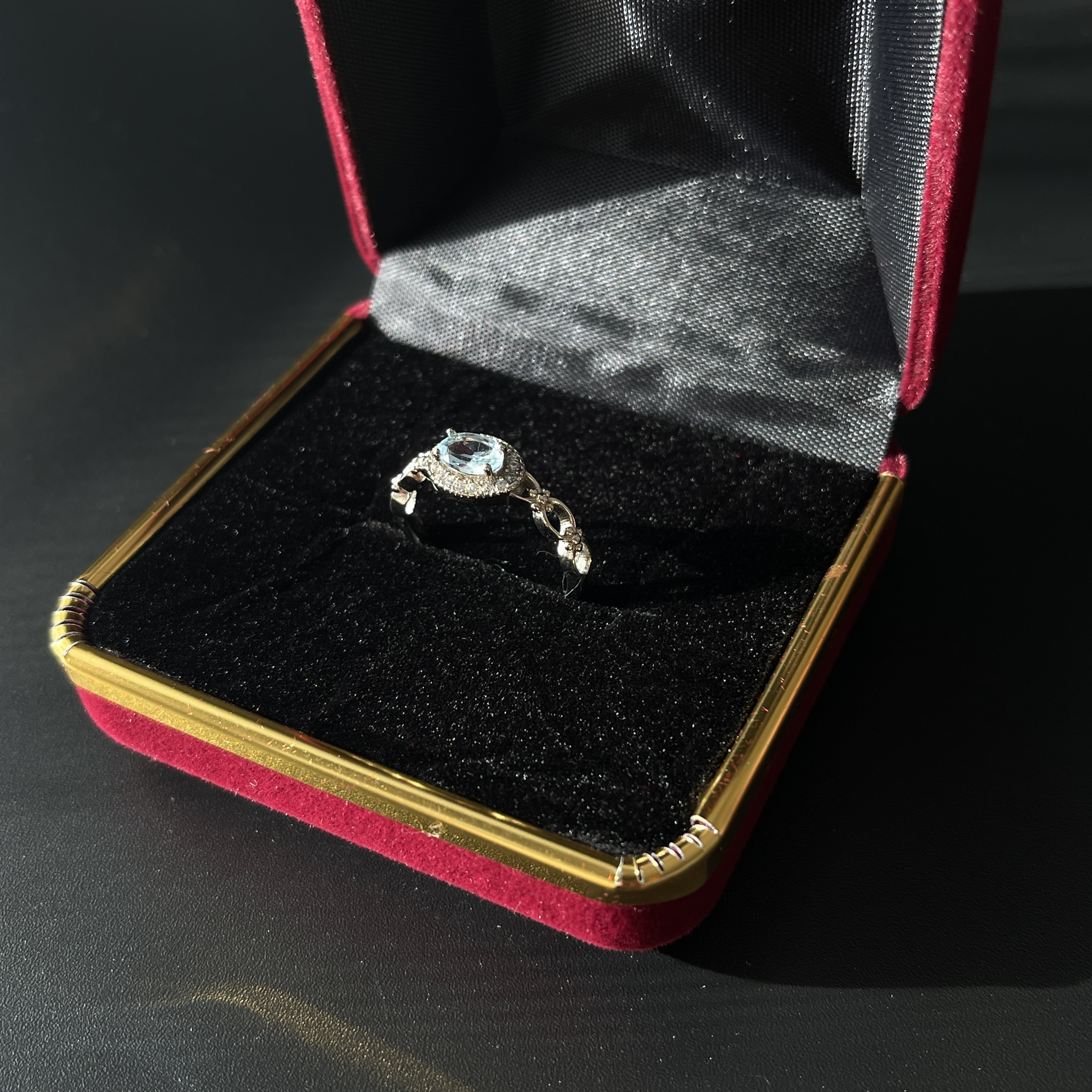 【S925】天然アクアマリン リング｜シルバー925｜フリーサイズ