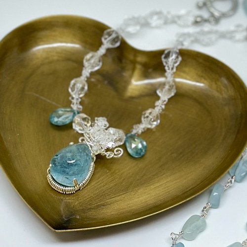 海の精の宝物✴︎アクアマリンの3wayワイヤージュエリー ネックレス
