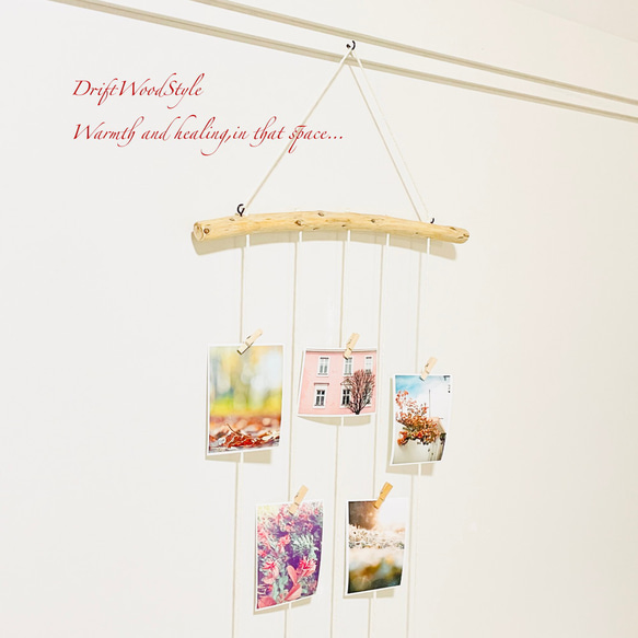 専用 壁一面に写真を飾れるロングサイズのフォトディスプレイ 流木 写真ハンガー ウォールデコ 壁掛け N1 4枚目の画像