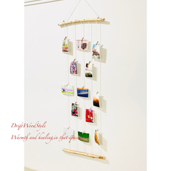 専用 壁一面に写真を飾れるロングサイズのフォトディスプレイ 流木 写真ハンガー ウォールデコ 壁掛け N1 3枚目の画像