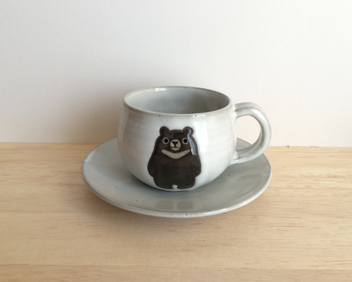カップ＆ソーサー（ツキノワグマ・白丸） マグカップ 後山工房