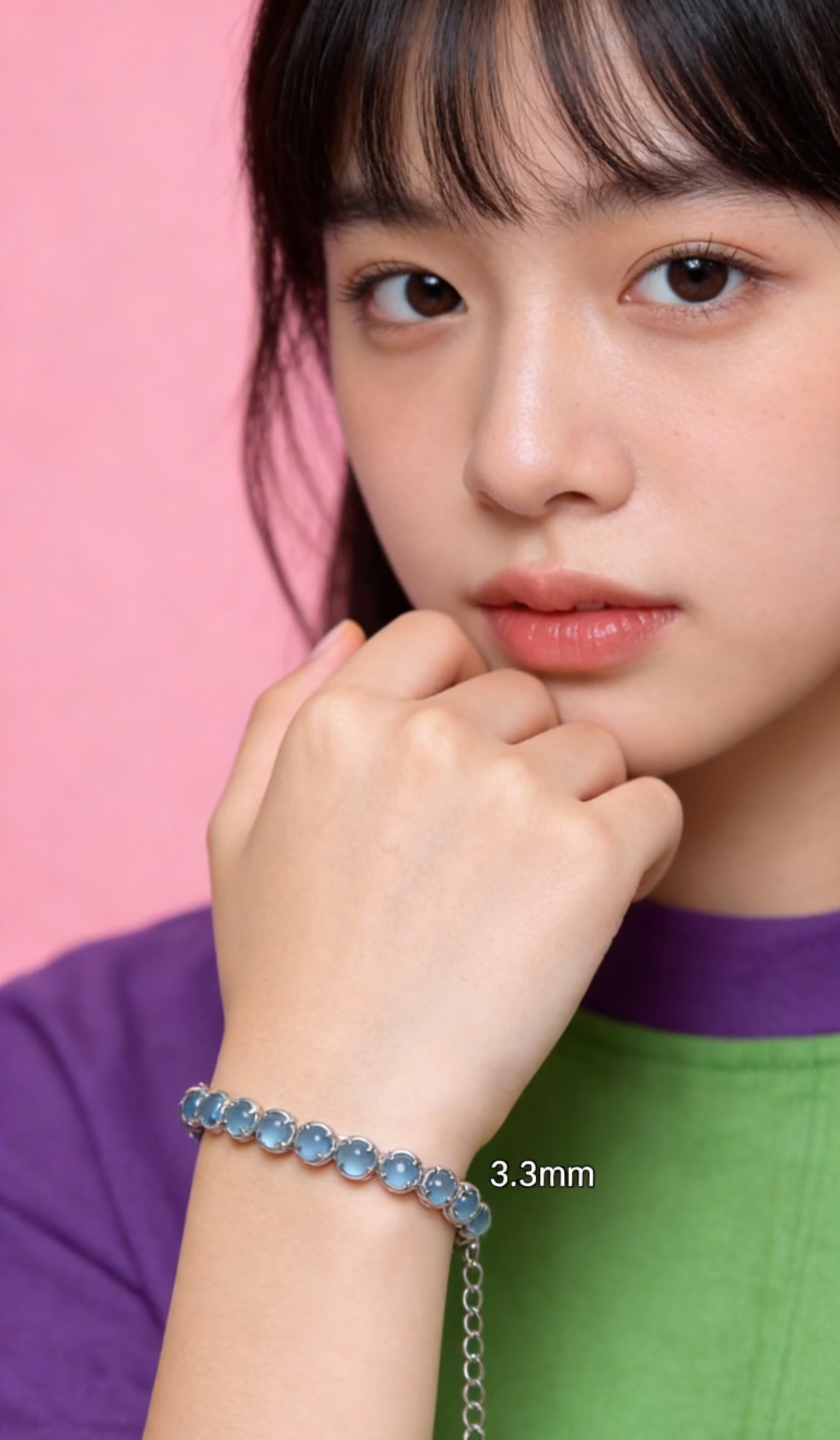 独自デザイン、自分でプロが手掛けた、天然の夢のようなアイスブルー翡翠のブレスレット