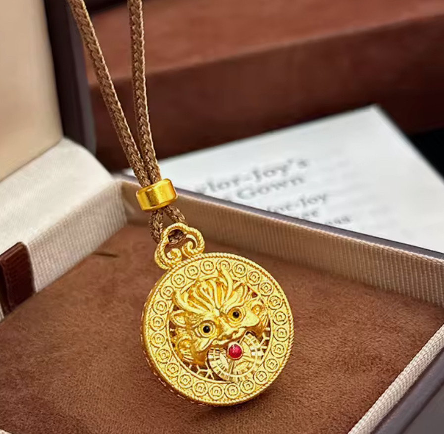 【守護】お守りネックレス【龍】曼荼羅 ゴールドデザイン ペンダント ネックレス ＃御守り