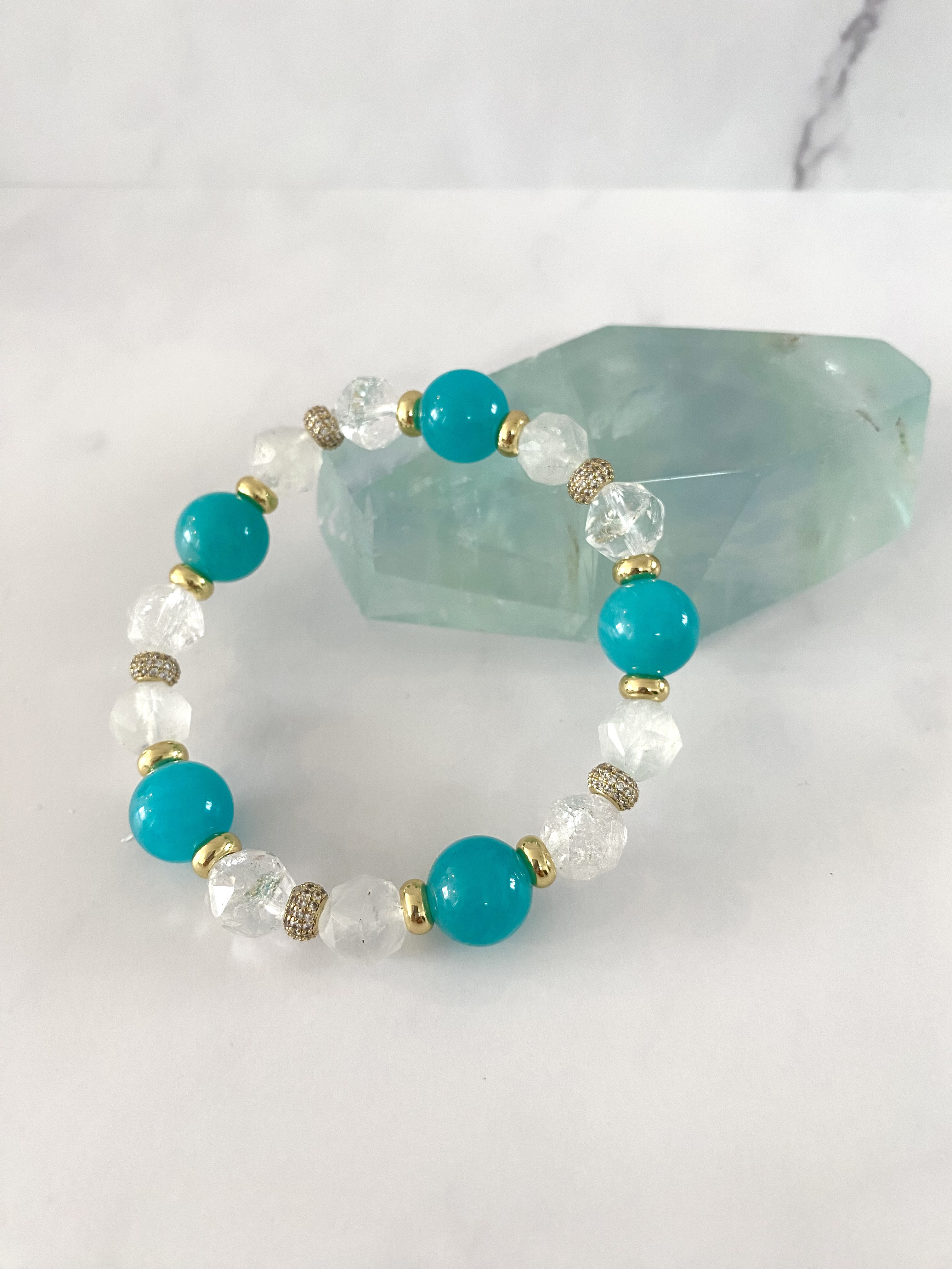 アマゾナイト × ロイヤルブルームーンストーン × アイリスクォーツ ブレスレット