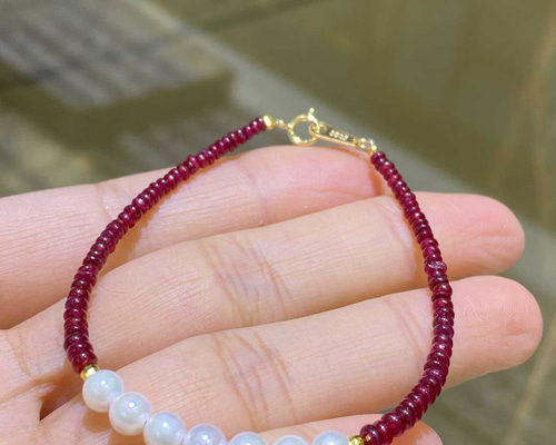 高級】あこや真珠 ルビーブレスレットs925 1201 ブレスレット パール