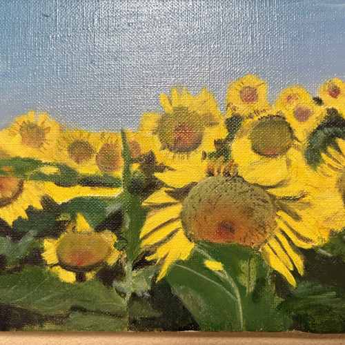 夏のひまわり畑 油絵 F6サイズ 絵画 Butterfly 通販 20350527｜Creema