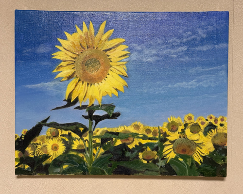 夏のひまわり畑 油絵 F6サイズ 絵画 Butterfly 通販 20350527｜Creema