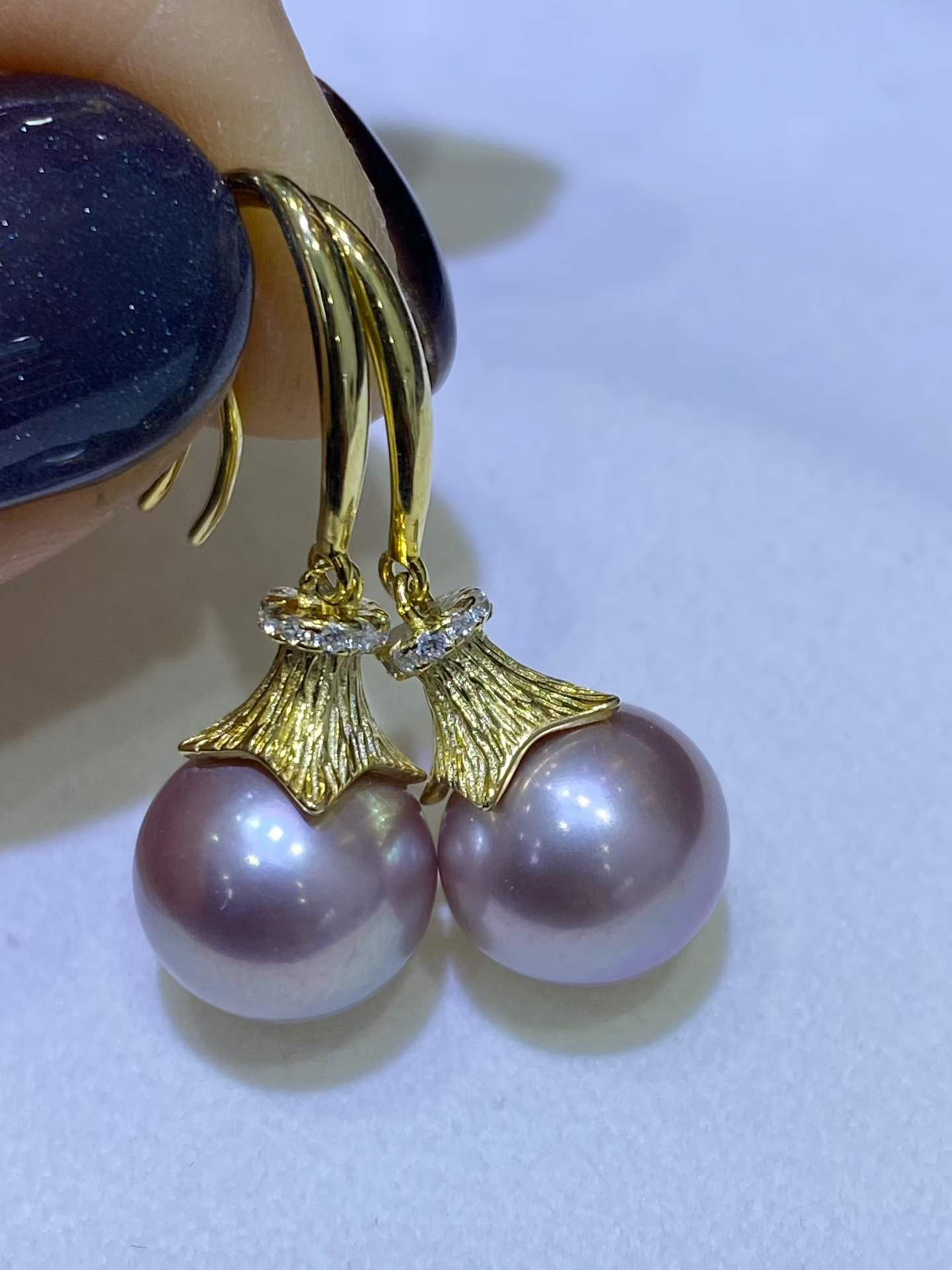【高級】淡水真珠　ピアス9-10mm　s925 0301