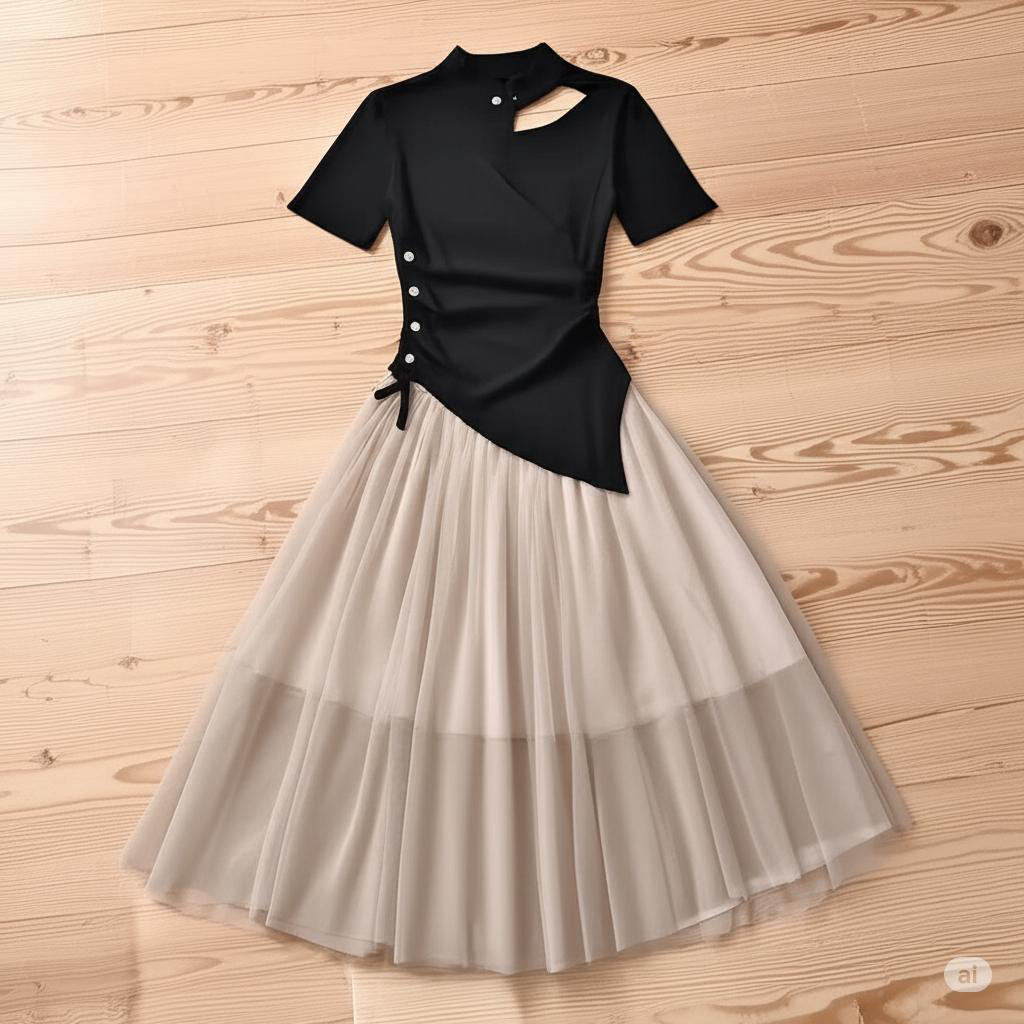 【新品】大きいサイズ夏服セットアップ　トップス　スカート4L 秋 新品 半袖