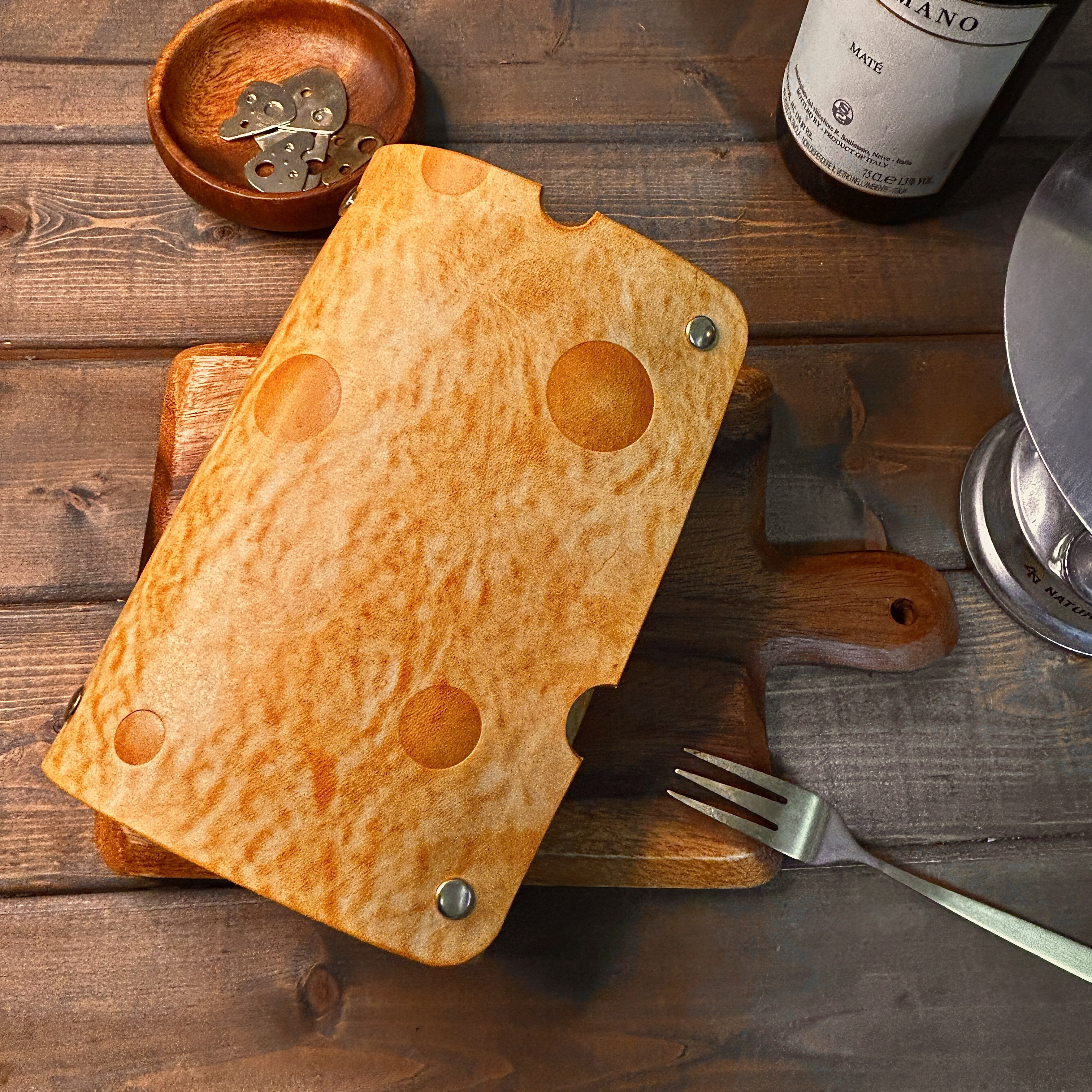 【ナローフラップサイズ】チーズみたいな システム手帳 6穴　レザー　本革