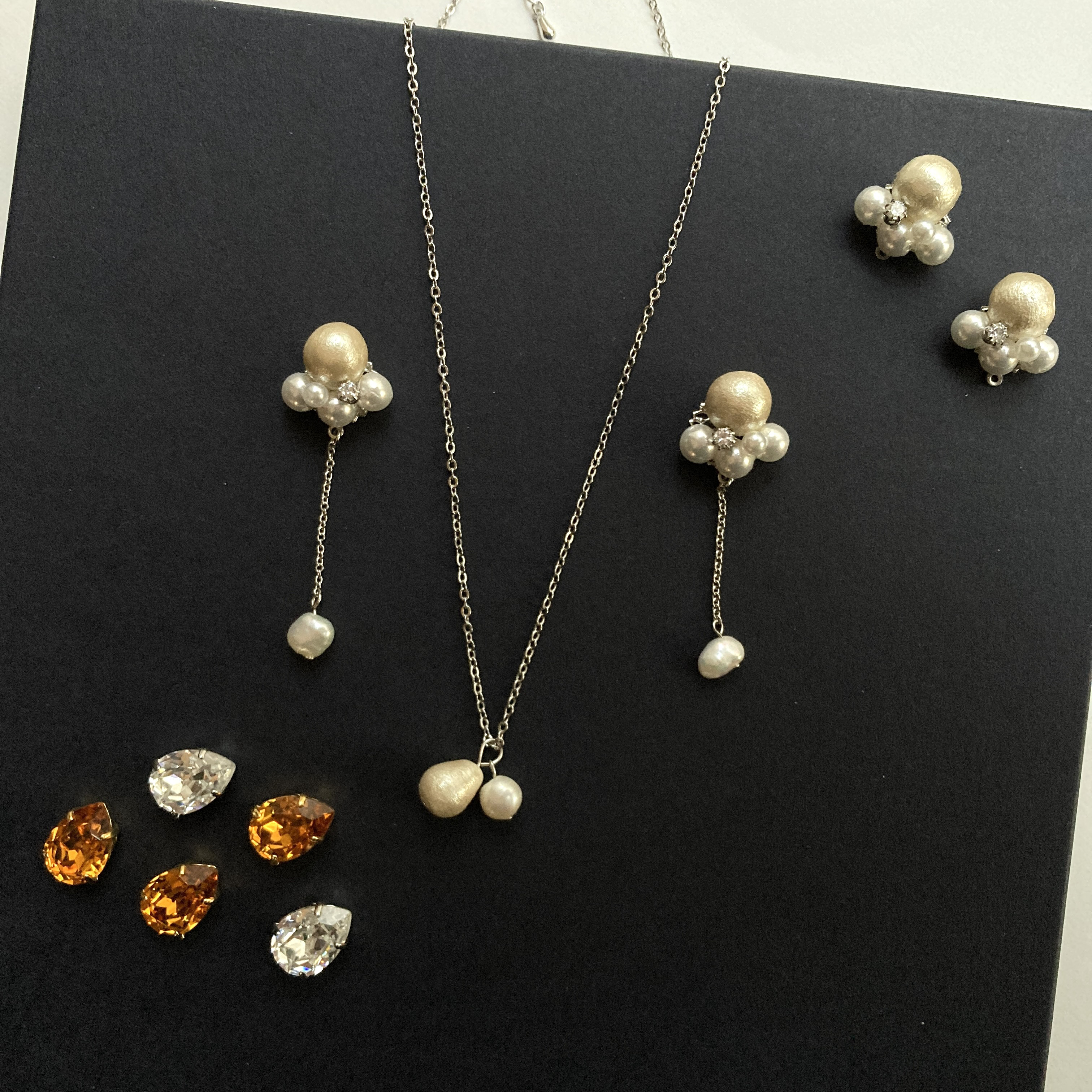 卒業式・入学式に｜コットンパールと淡水パールのピアス・イヤリングとネックレスのセット