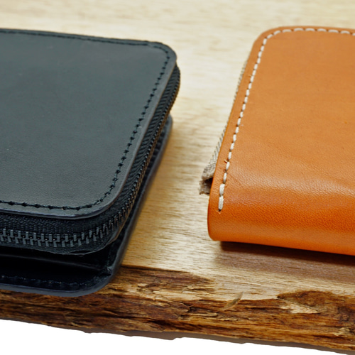 ミニマムデザイン ヌメ革二つ折り財布 シンプル コンパクト スリム