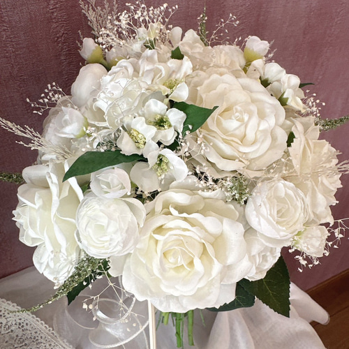 オーダーメイド】ウエディングブーケ ホワイト クラッチ アーティ