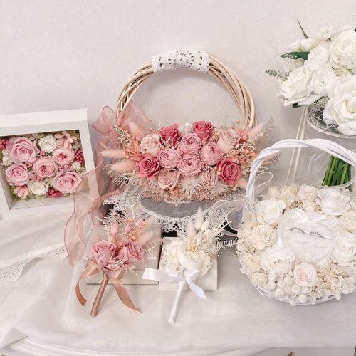 オーダーメイド】ウエディングブーケ ホワイト クラッチ アーティ