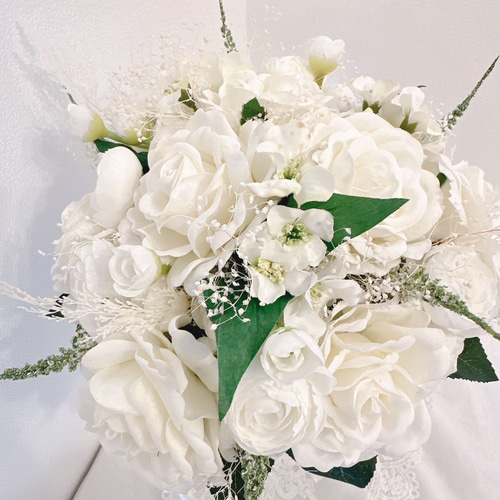 オーダーメイド】ウエディングブーケ ホワイト クラッチ アーティ