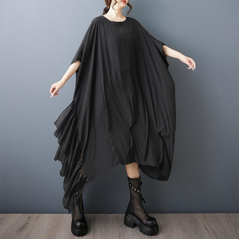 超ゆったり　ワンピース　大きいサイズ レディース 春夏　 新品 半袖　変形裾