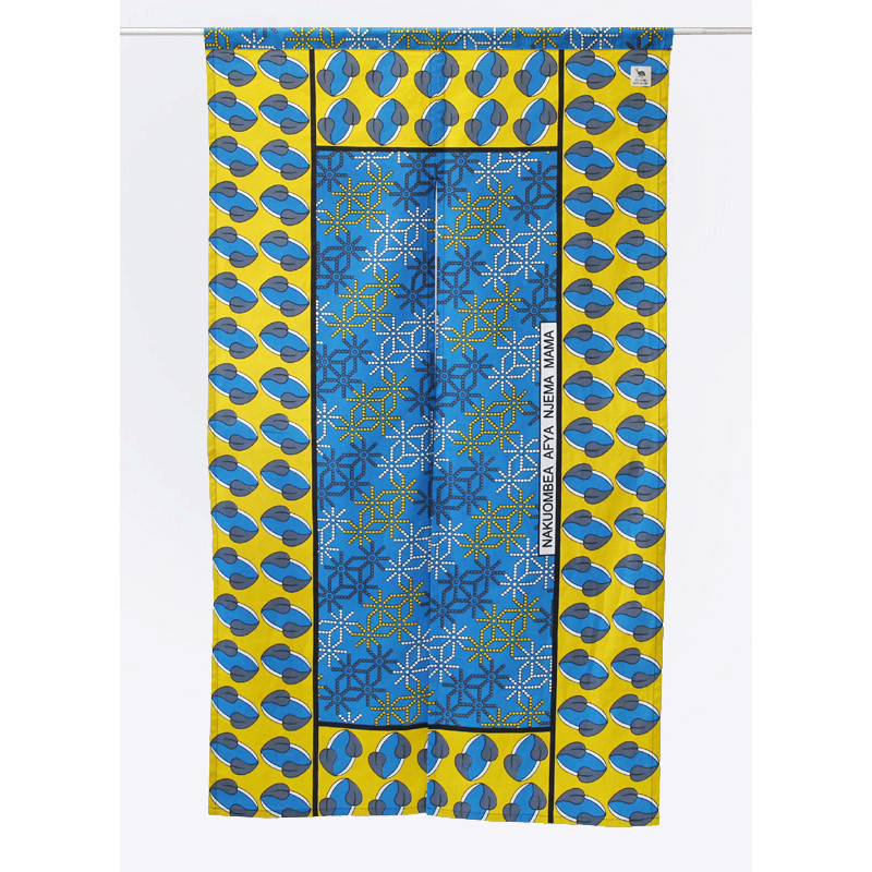 カンガの暖簾（のれん）ジオメトリック 模様替え おしゃれ ドア キッチン 綿 室内 野外 アフリカ布