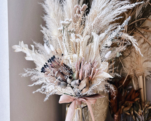 ドライフラワー　スワッグ　ブーケ　特別な贈り物セット＊花瓶付き　3way＊ ドライフラワーの花束＊3way ブーケ スワッグ ギフト 誕生日 お祝い