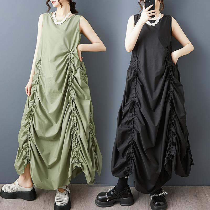 大きいサイズ ノースリーブ　ワンピース　レディース ドロスト　春夏　 新品