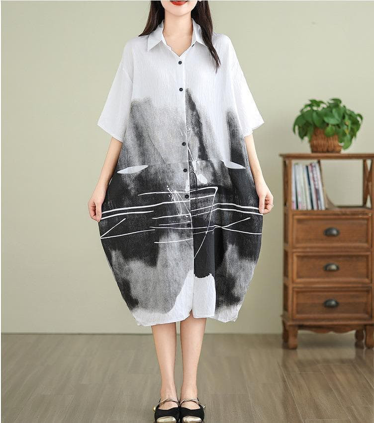 大きいサイズ レディース シャツ　ワンピース　春夏 秋 新品 半袖