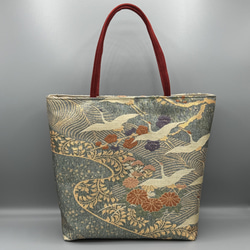 着物 帯 帯締め ハンドメイド トートバッグ リメイク 金 唐織 麗美 金