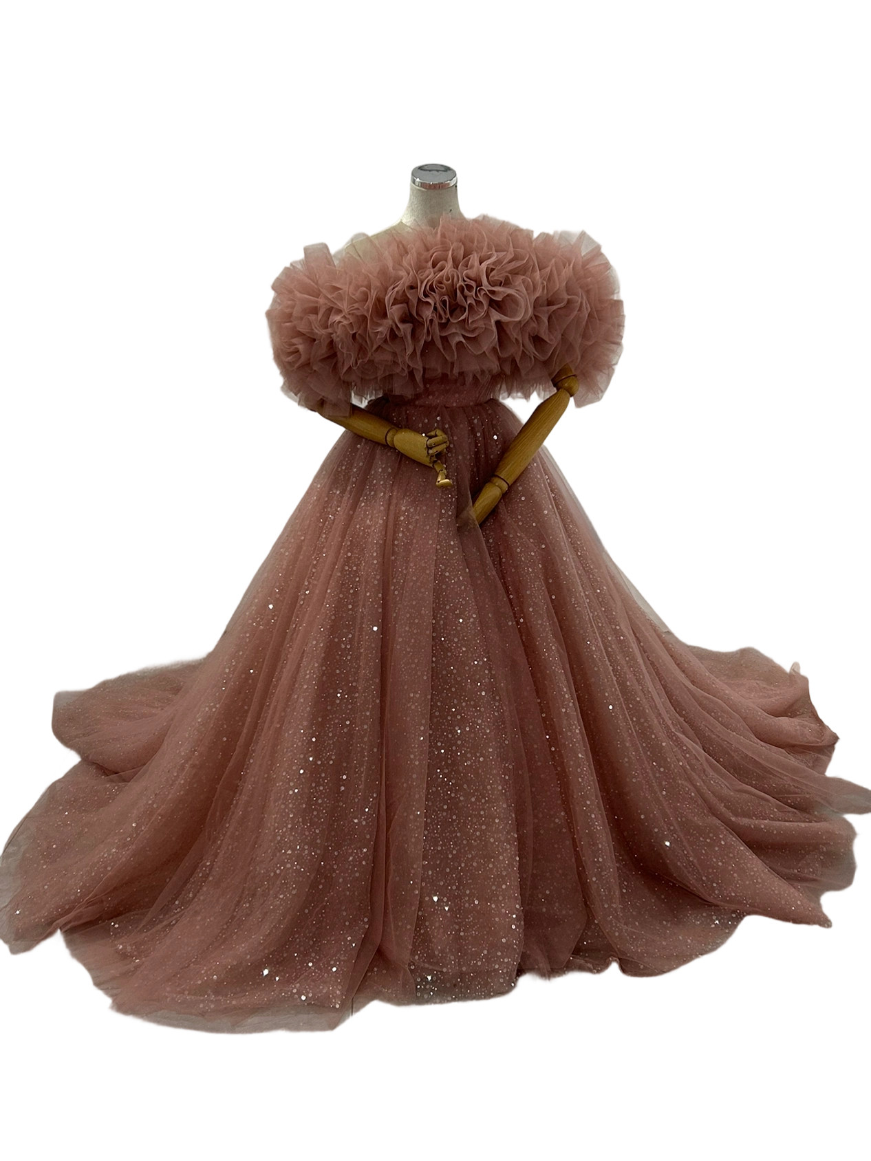 カラードレス ピンク 取り外し可能なオフショルダー インポートビジューレース 結婚式 抜群におしゃれ度が際立つ