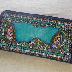 レザークラフト長財布 刻印＆拭き染め 花柄 長財布 8Peaks 通販