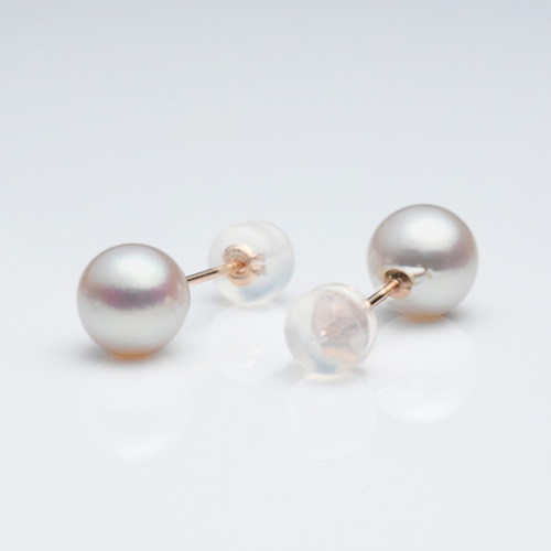 あこや真珠ピンク系　K18スタッドピアス K18PGピンク系あこや真珠7－7.3mmスタッドピアス ピアス（スタッド