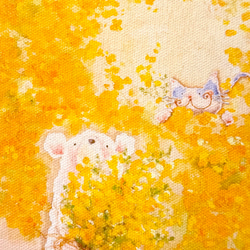 手彩色アートパネル・ミモザ 〜ハルをキミと with 猫のエミリー 2枚目の画像