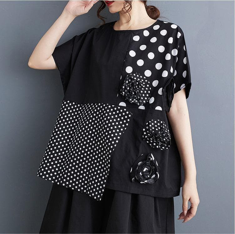 大きいサイズ レディース トップス　ドット　シャツ　春夏 秋 新品 半袖